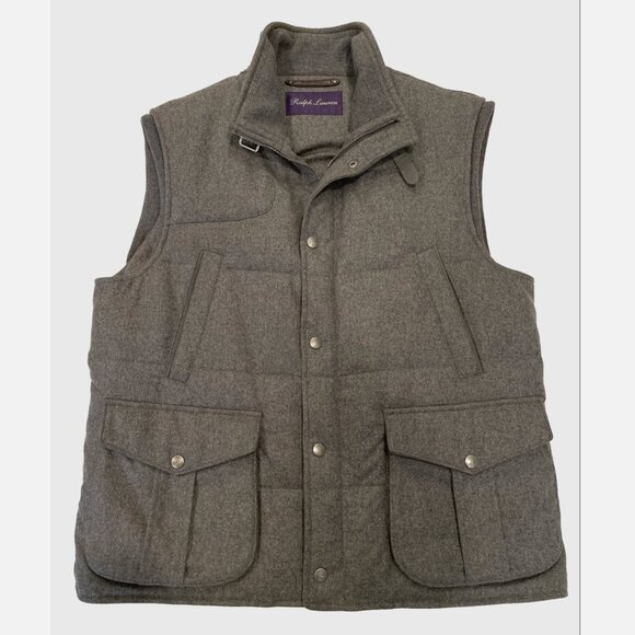 Ralph Lauren Purple Label Wool Goose down vest ITALY XL grey suede jacket